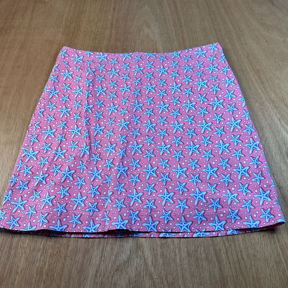 Vineyard Vines Starfish Mini Skirt Womens 4 Pink Blue Coastal Preppy
